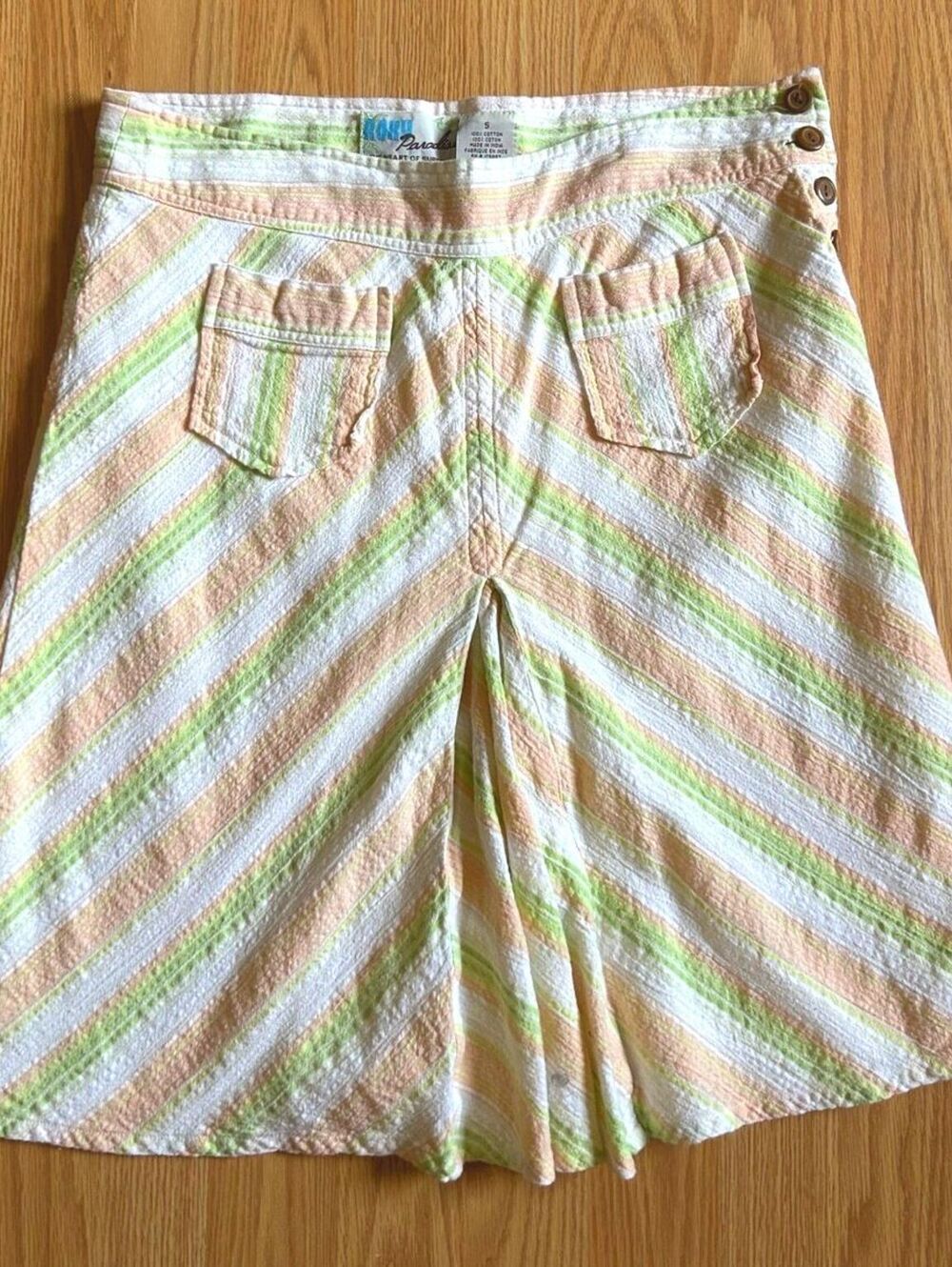 Vintage Roxy Paradise Y2K Striped Flowy Skirt Size 5 100% Cotton Beach